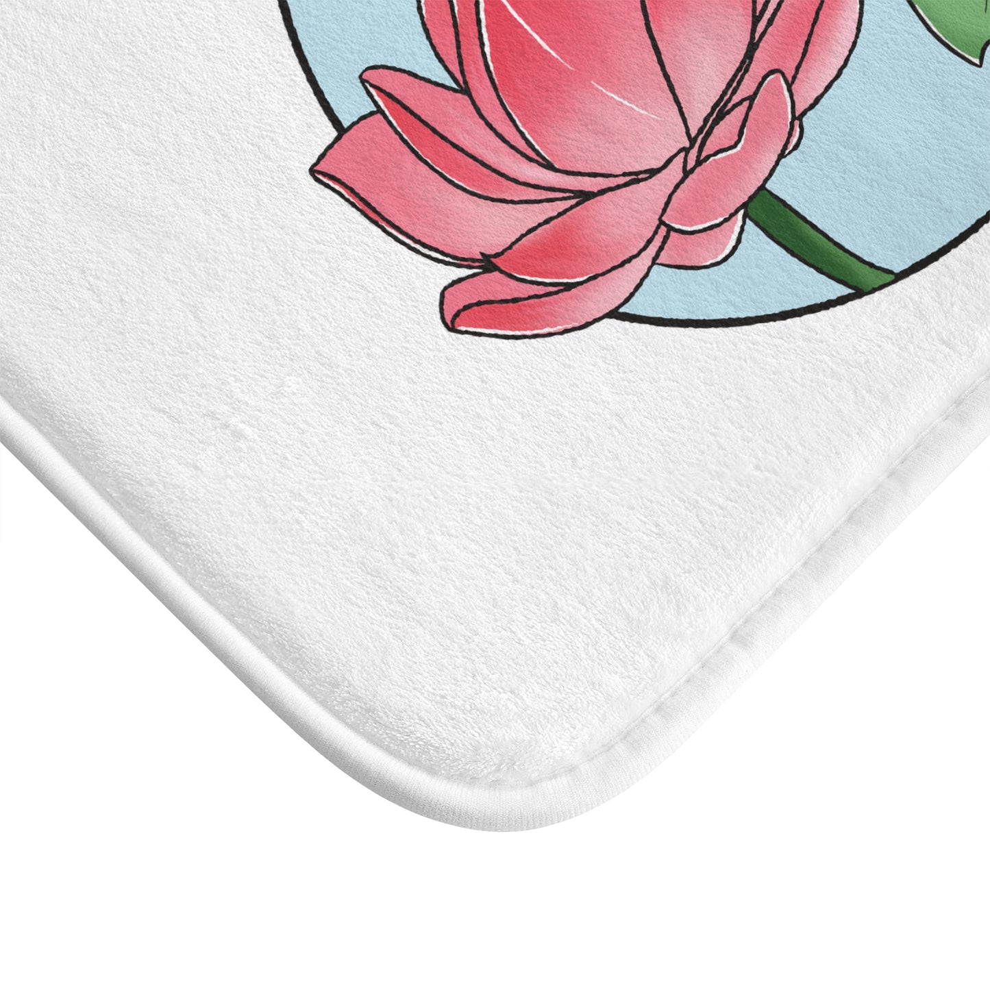 LOTUS BLUMEN CLIPART • Badvorleger Weiss / Fussmatte / Badteppich EXTRA Weich • 43 x 61 cm & 53 x 86 cm