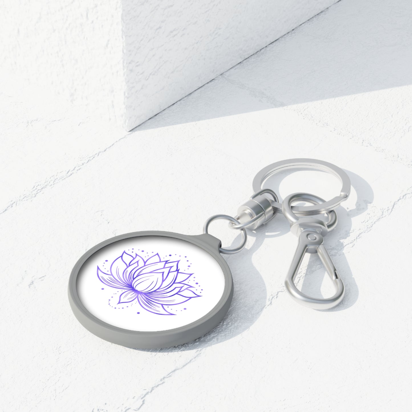 LOTUSBLÜTE LILA - Buddhistisches Symbol • Edler Luxus Schlüsselanhänger mit Karabiner für Frauen & Männer