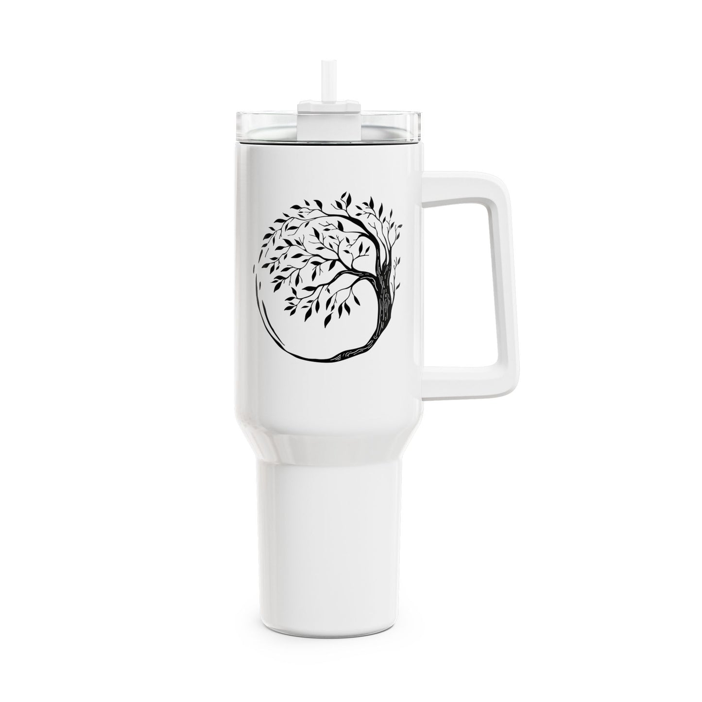 BAUM DES LEBENS ZEICHNUNG • Tumbler mit Henkel & Strohhalm • XXL Reisebecher 1,2L