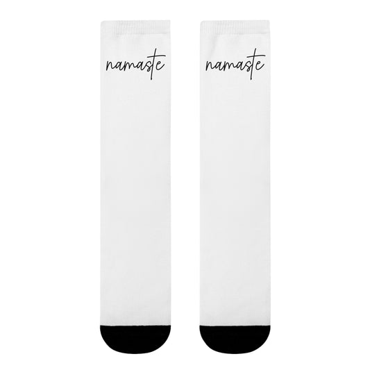 NAMASTE YOGA SPRUCH • HAPPY SOCKS Crew Socken Weiß mit Motiv