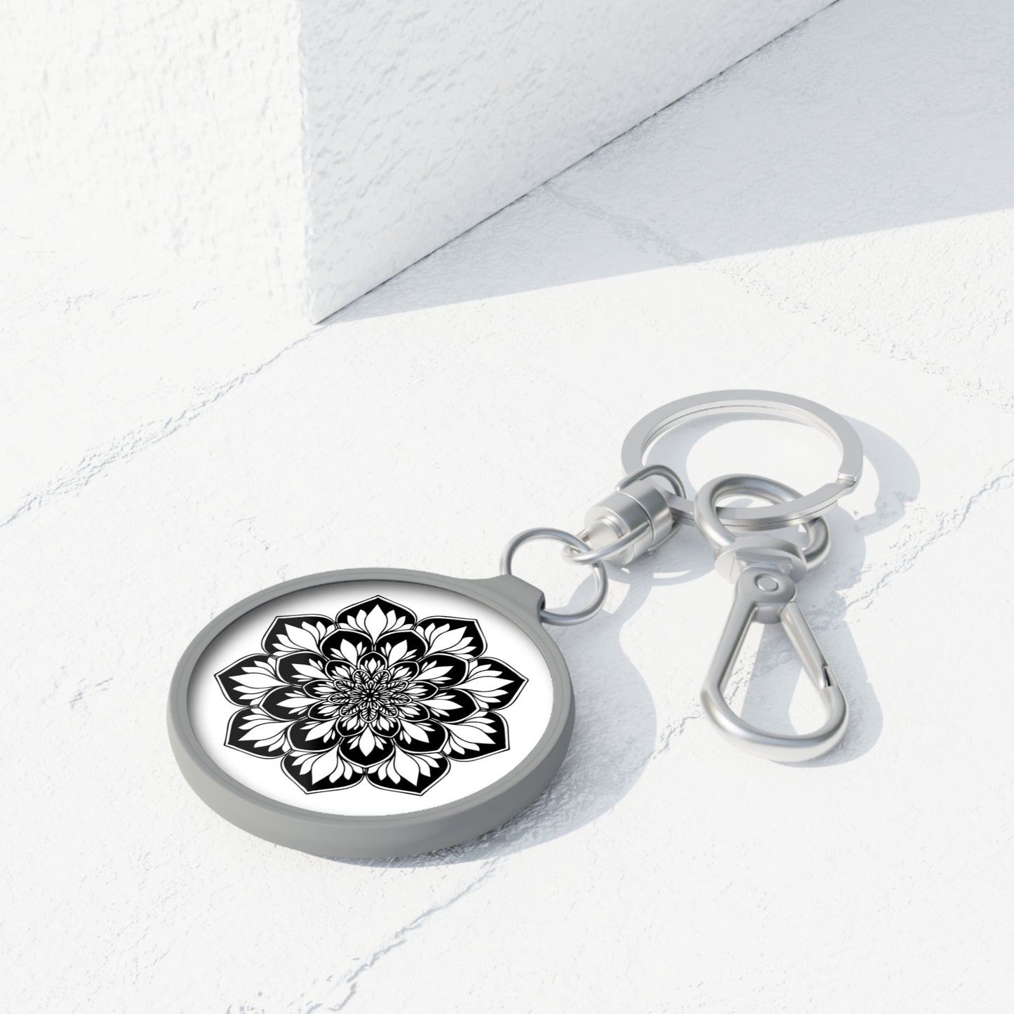 BLUME MANDALA • Edler Luxus Schlüsselanhänger mit Karabiner für Frauen & Männer