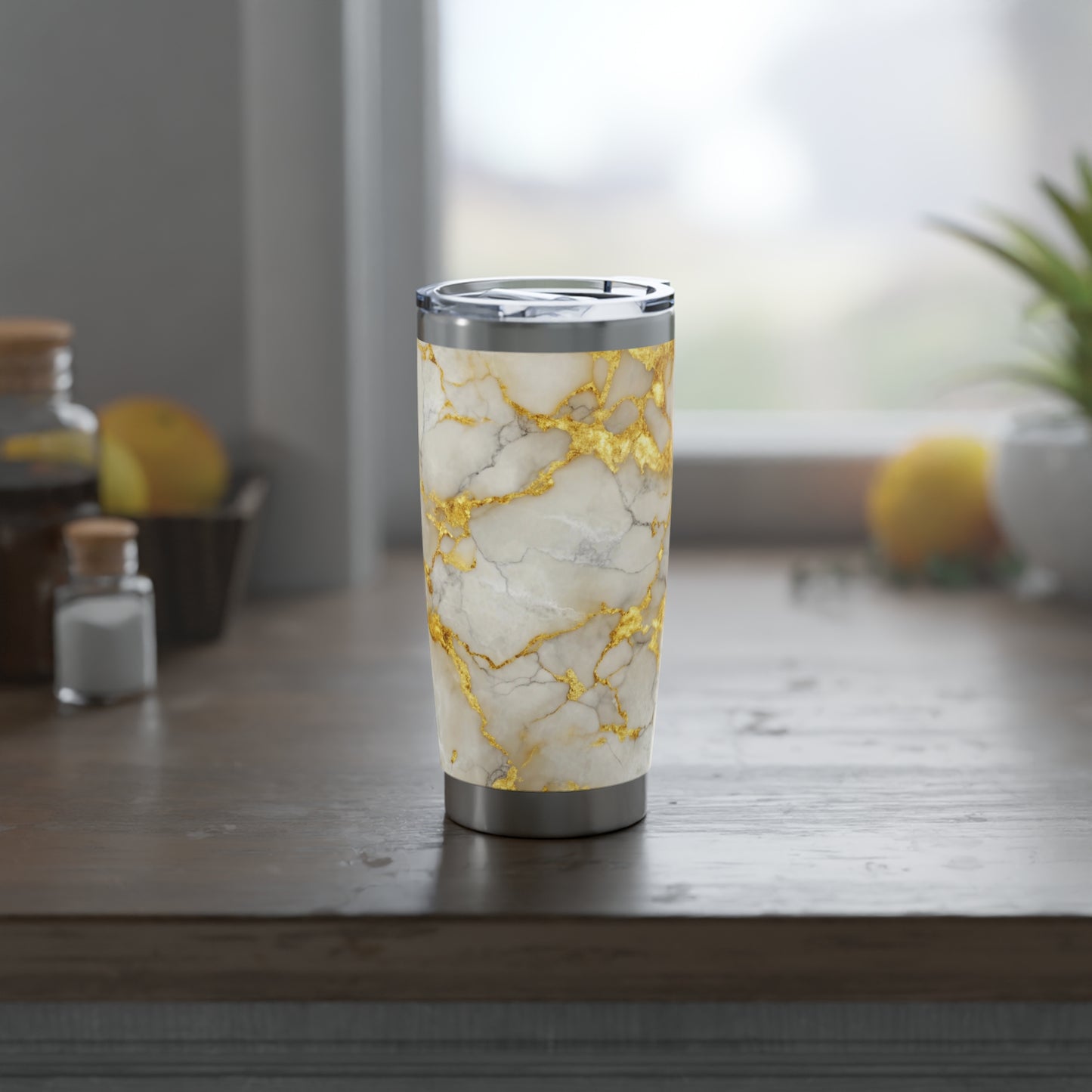 LUXUS Trinkbecher Goldoptik Marmor • Thermo-Reisebecher XL • 590 ml • Tumbler Vagabond