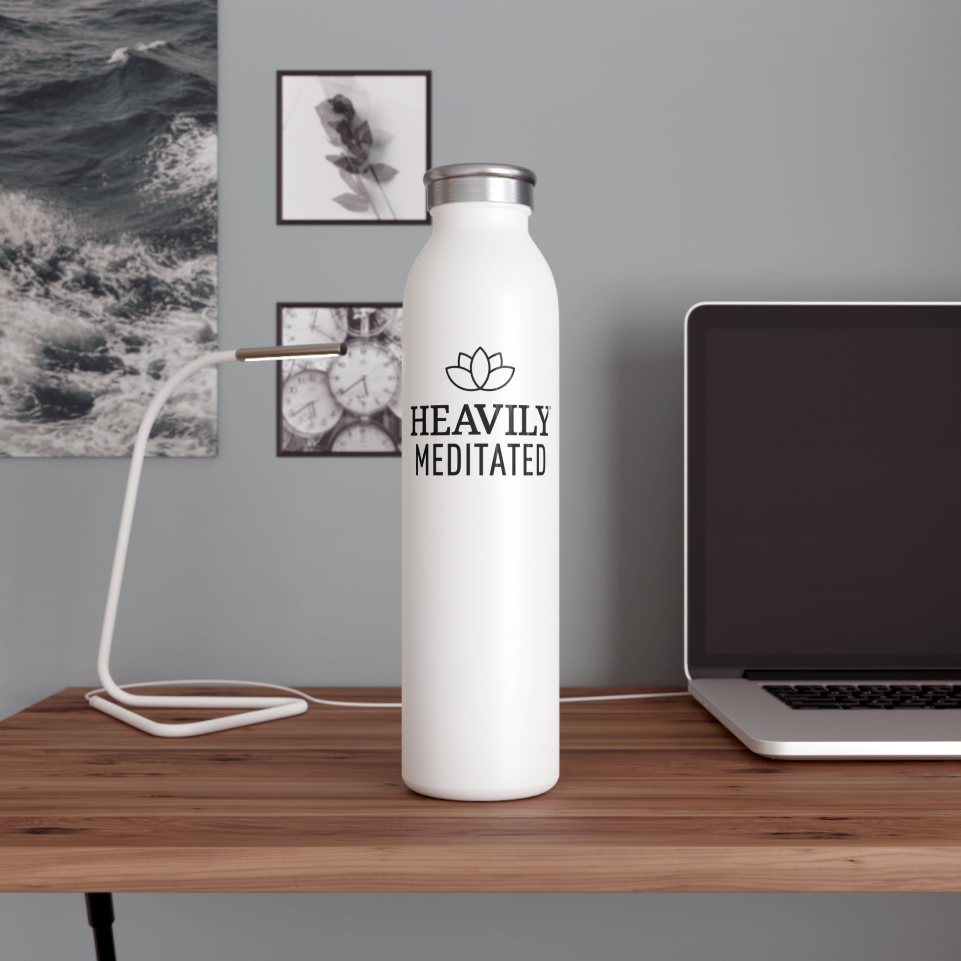 HEAVILY MEDITATED • YOGA LOTUSBLÜTE • Edelstahl Thermosflasche SLIM • 600 ml - YOGA SANTA