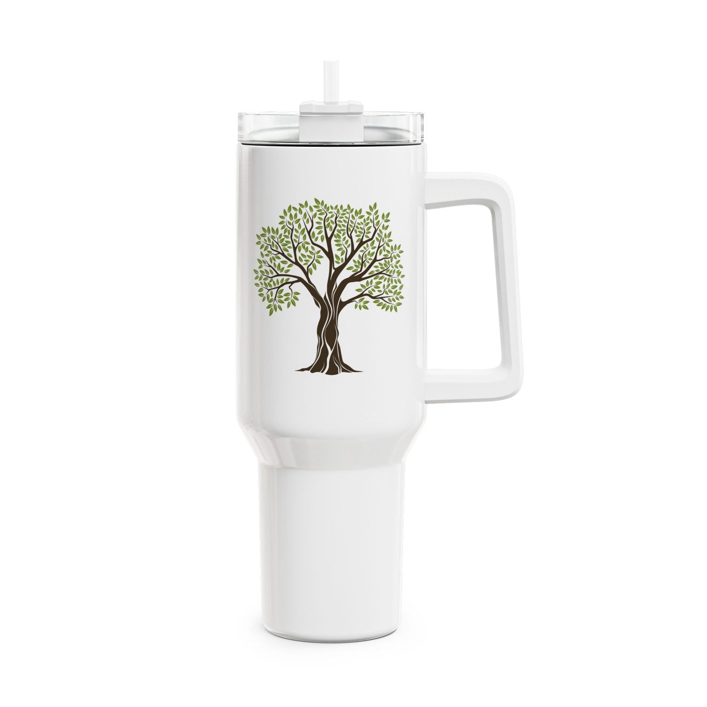 OLIVENBAUM BUNT ZEICHNUNG • Tumbler mit Henkel & Strohhalm • XXL Reisebecher 1,2L