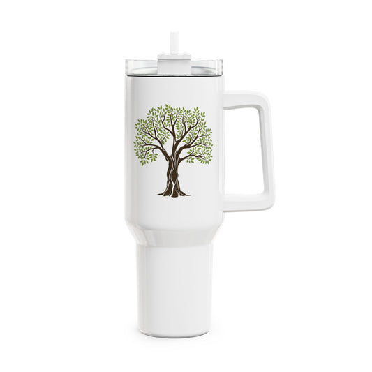 OLIVENBAUM BUNT ZEICHNUNG • Tumbler mit Henkel & Strohhalm • XXL Reisebecher 1,2L