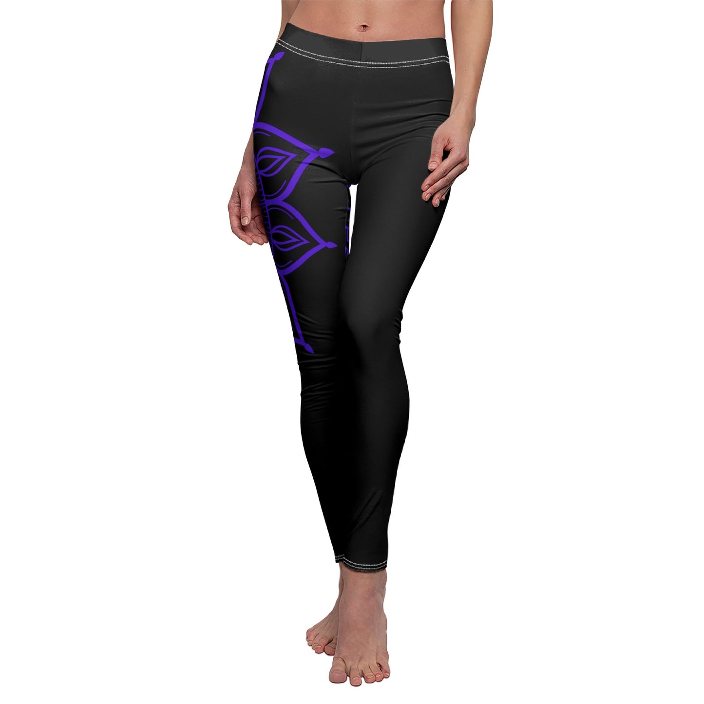 MANDALABLUME LILA ÄSTHETISCH AUßERGEWÖHNLICH SCHÖN • Damen Leggins Schwarz • Beste Leggings für Sport & Freizeit