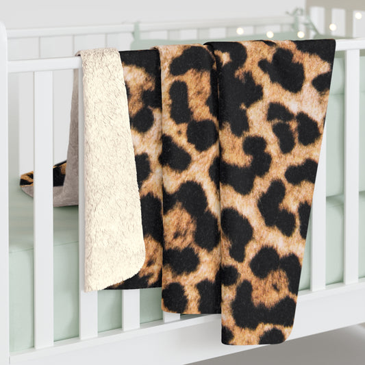 LEOPARDEN FELL LEO ANIMALPRINT • Meditationsdecke Beige & CremeWeiß • Sherpa Wohndecke 130x150cm  & 150x200cm