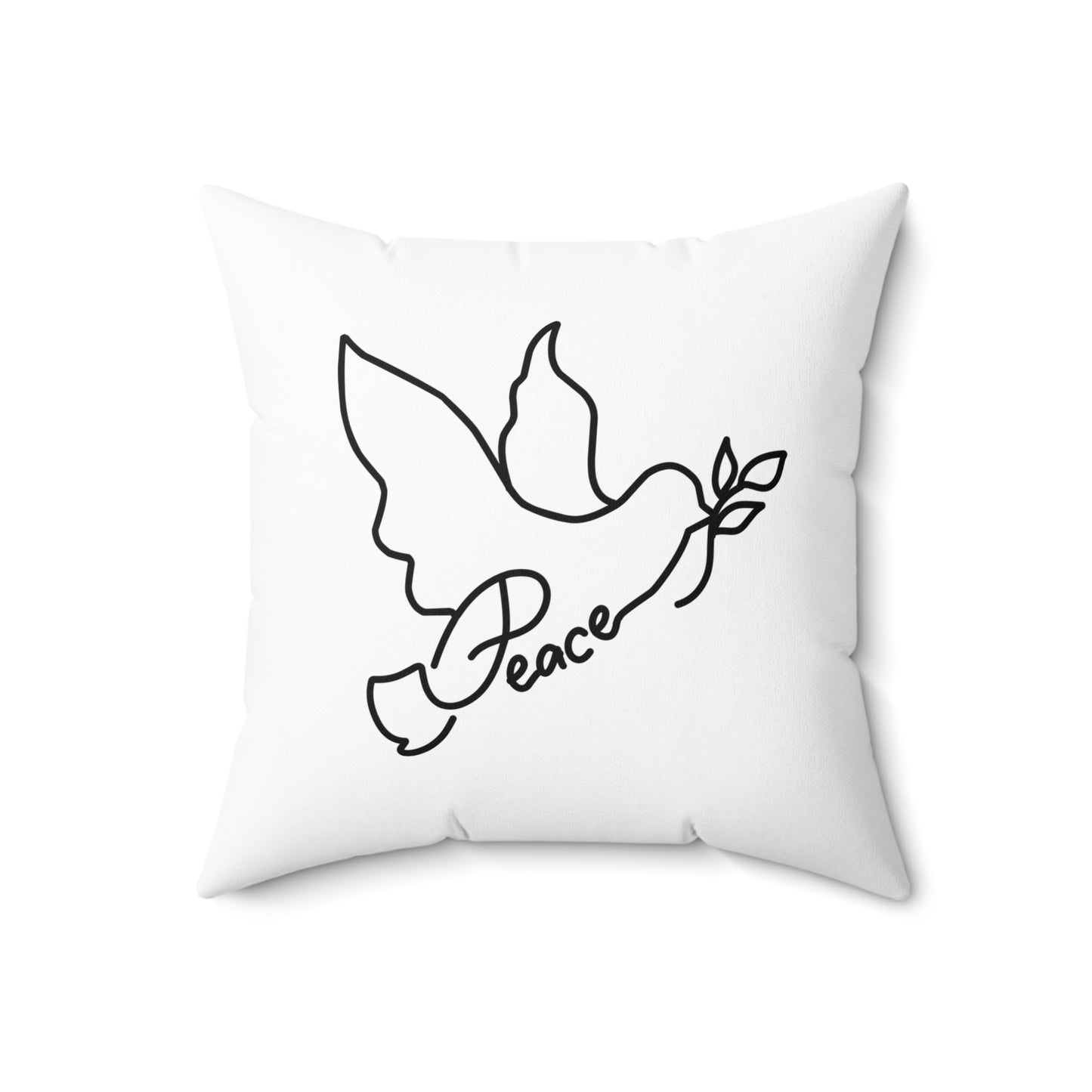 FRIEDENSTAUBE PEACE SCHRIFT ÄSTHETISCHER VOGEL • Deko Kissen mit Reißverschluss Quadratisch Weiss