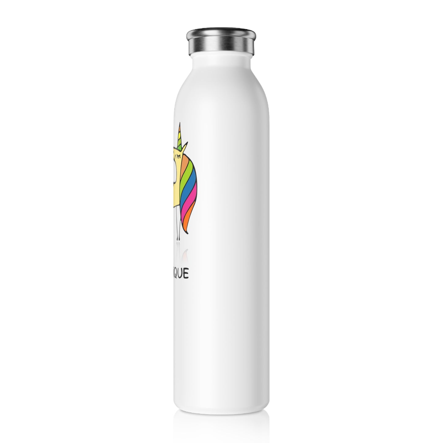 BE UNIQUE • EINHORN MOTIV NIEDLICH SÜßER COMIC • Edelstahl Thermosflasche SLIM • 600 ml