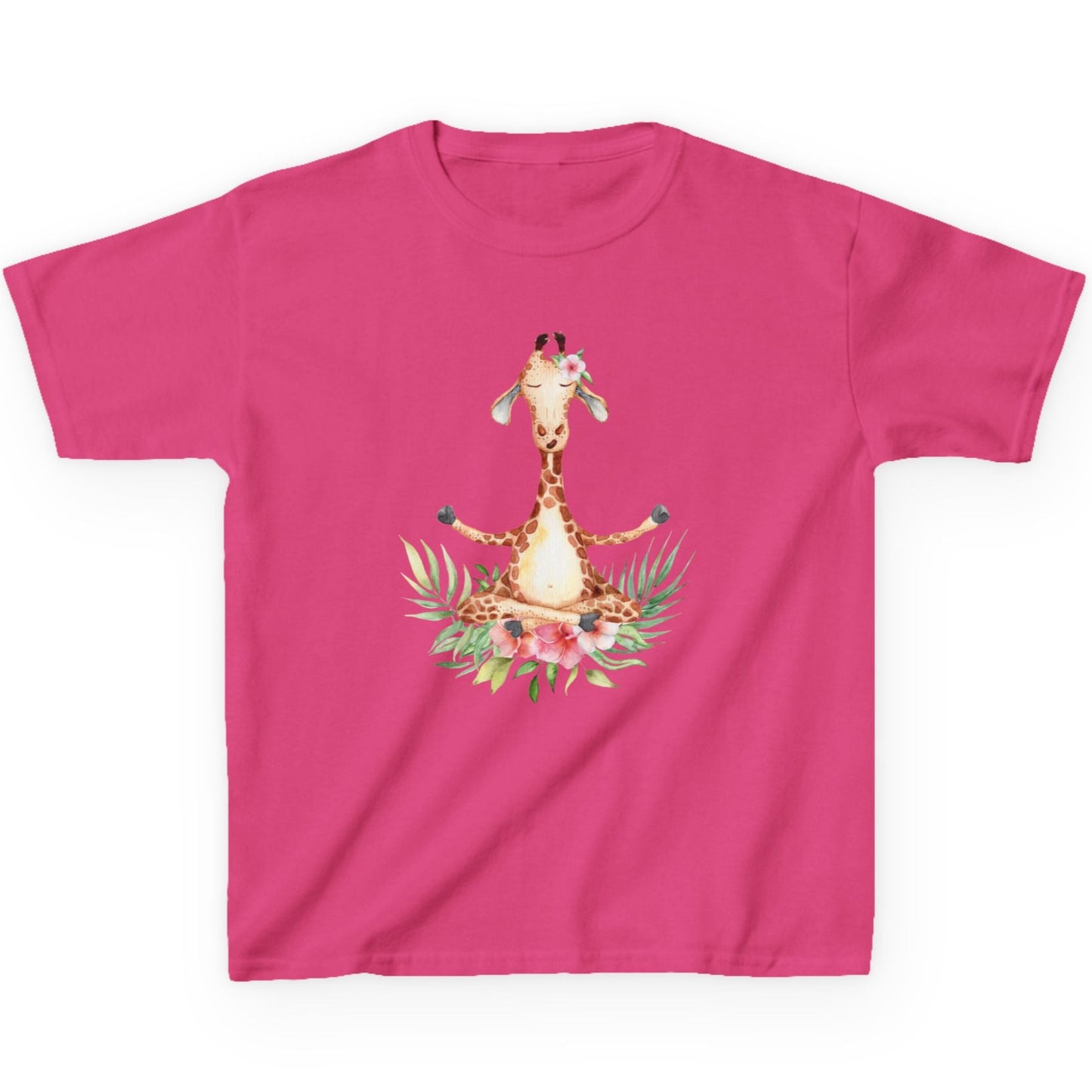 GIRAFFE MEDITATION YOGATIER Comic Blumen • Oversize Kinder T-Shirt Mädchen Jungen • BIO Baumwolle 🌿