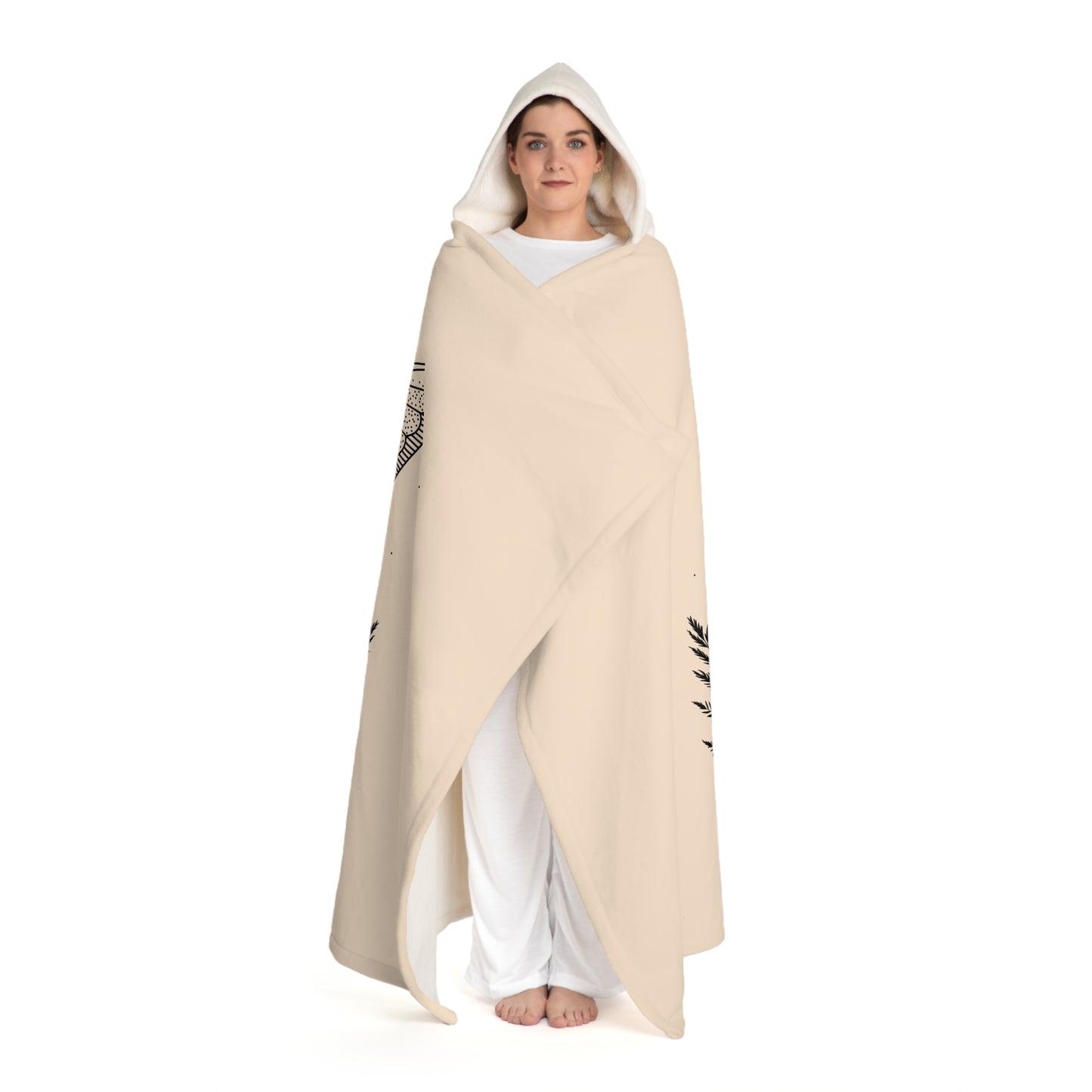 SCHMETTERLING ÄSTHETISCH • Kapuzen Kuscheldecke Beige Creme • Wohndecke Sherpa 130cm x 180cm