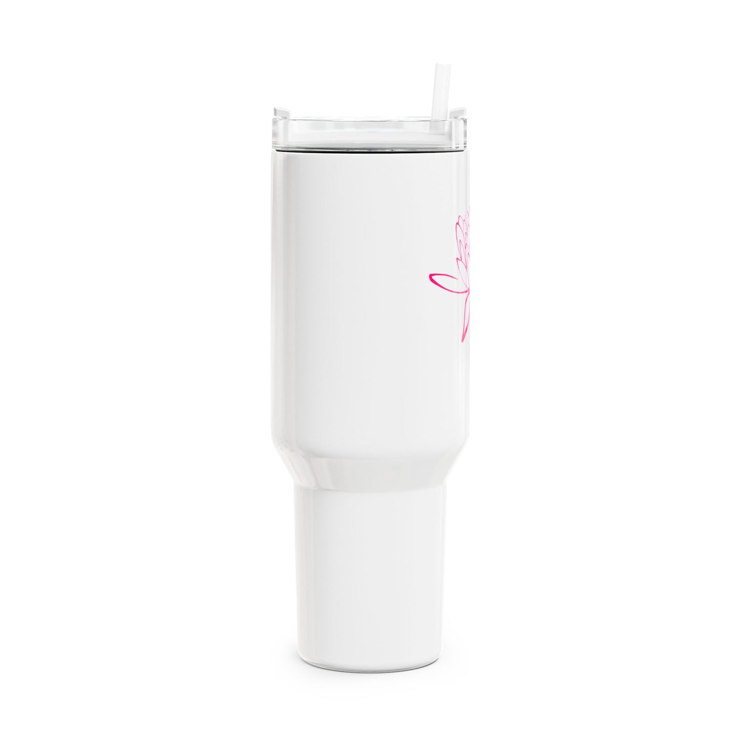 LOTUSBLÜTE PINK ZEICHNUNG • Tumbler mit Henkel & Strohhalm • XXL Reisebecher 1,2L