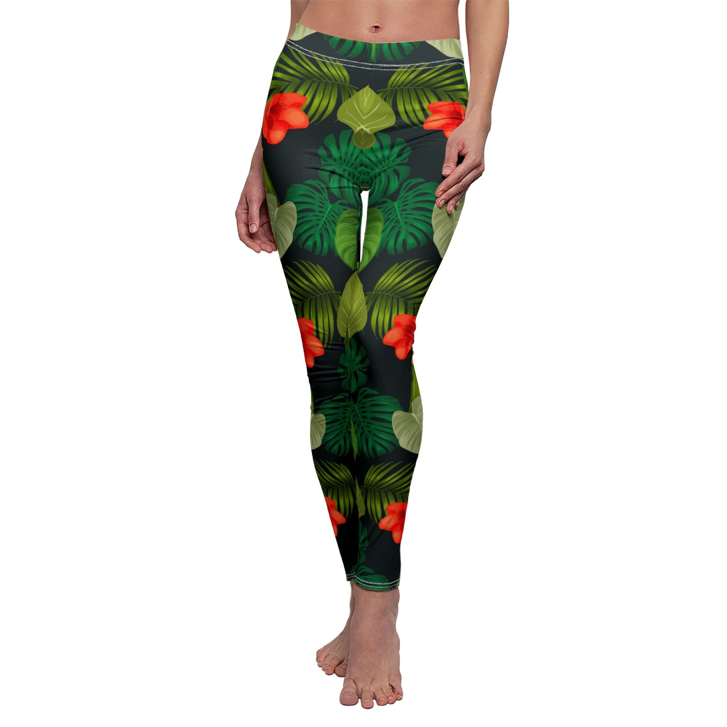BLUMENPRINT HAWAII BLUMENMUSTER DSCHUNGEL EXOTISCHE PFLANZEN • Bunte Damen Leggins Dschungelmuster • Beste Leggings für Sport & Freizeit