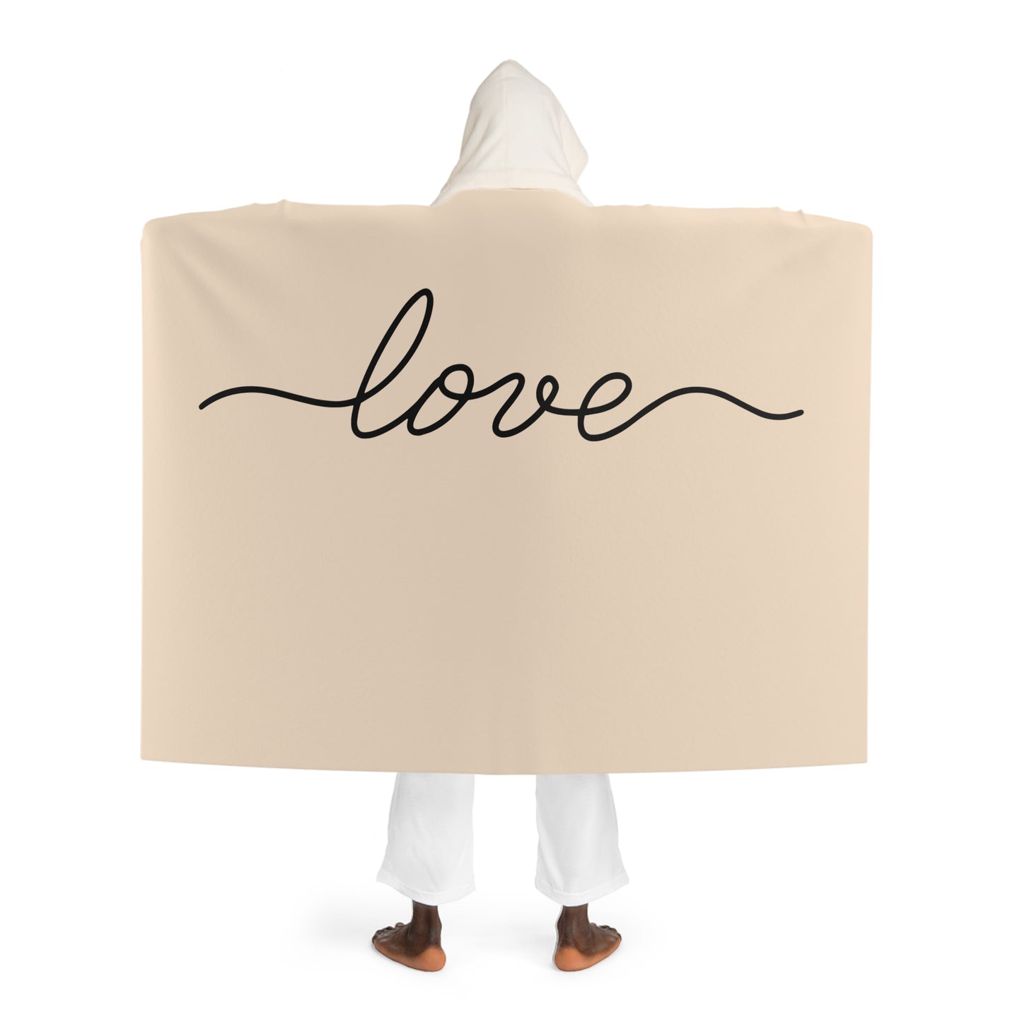 LOVE SCHRIFT LIEBESBEWEIS LIEBESNACHRICHT • Kapuzen Kuscheldecke Beige Creme • Wohndecke Sherpa 130cm x 180cm
