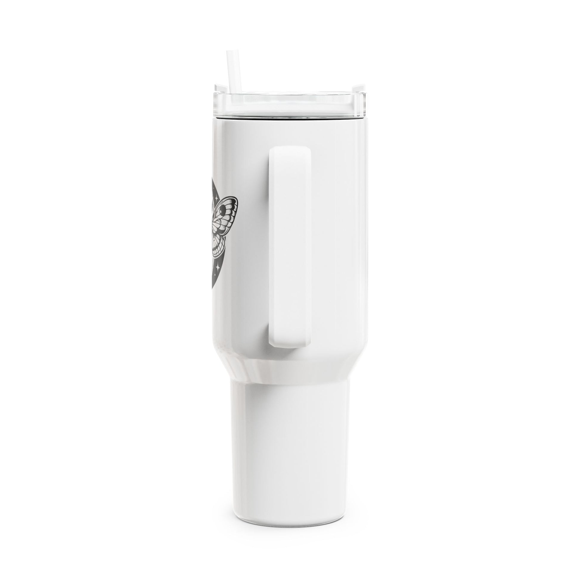 MOND STERNE MOTTE FALTER - SPIRITUELLE TRANSFORMATION • Tumbler mit Henkel & Strohhalm • XXL Reisebecher 1,2L - YOGA SANTA