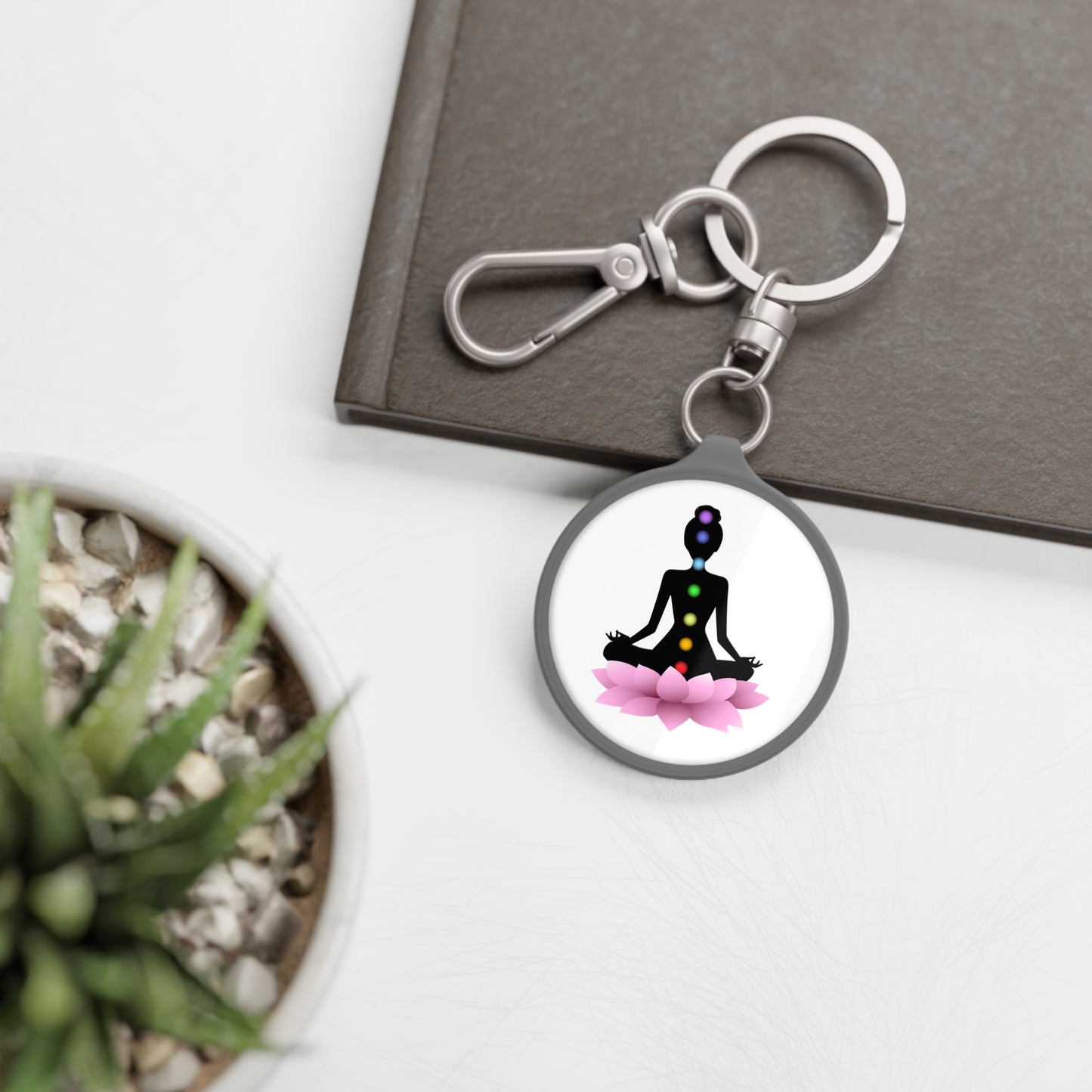 CHAKREN YOGA MEDITATION LOTUS • Edler Luxus Schlüsselanhänger mit Karabiner für Frauen & Männer