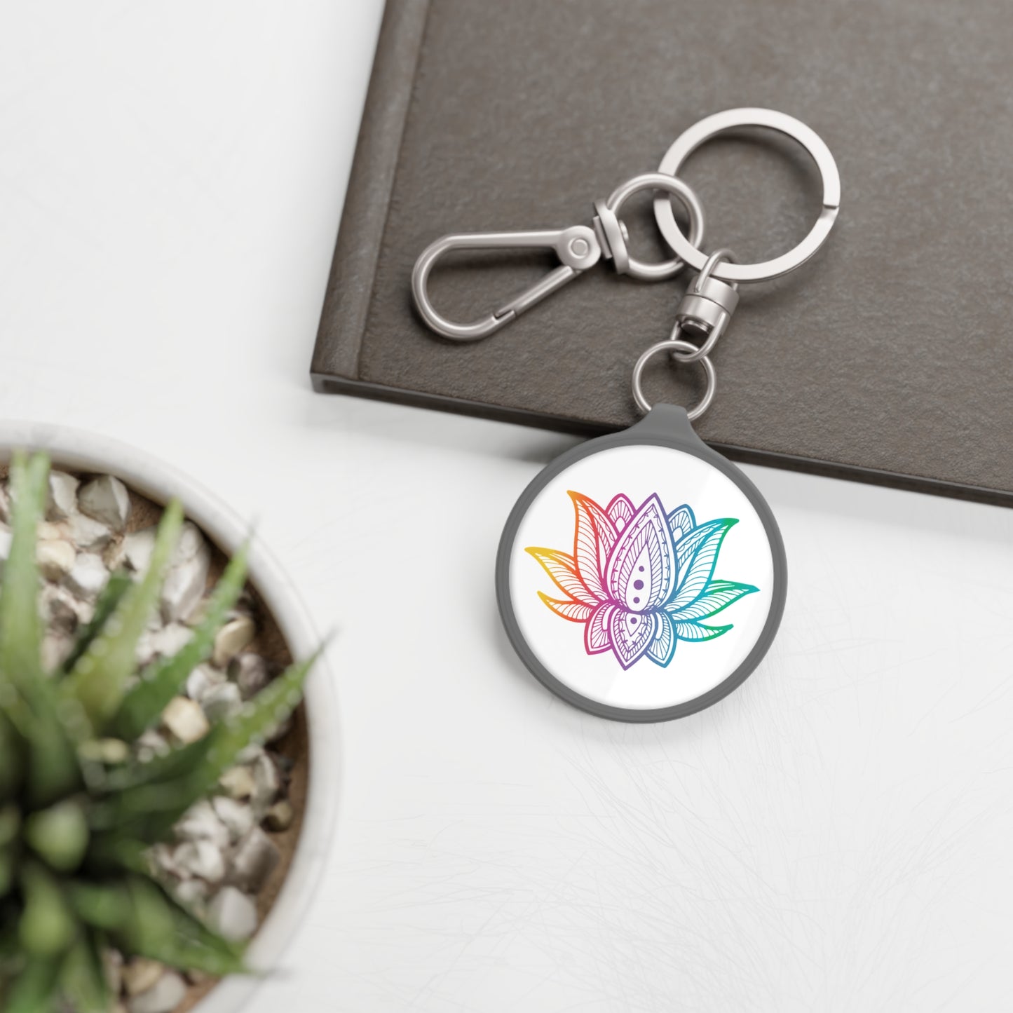 LOTUSBLÜTE Buddhistisches Symbol Indisch • Edler Luxus Schlüsselanhänger mit Karabiner für Frauen & Männer