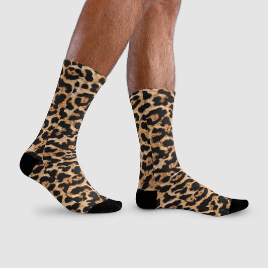 LEOPARDEN MUSTER SOCKEN LEO ANIMAL PRINT • HAPPY SOCKS Crew Socken Braun mit Motiv