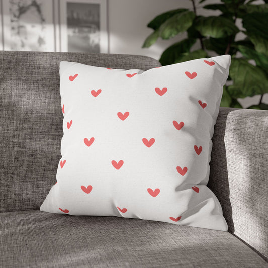 HERZEN ROSA LOVE LIEBE HERZCHEN • Deko Kissenbezug mit Reißverschluss Quadratisch Weiß