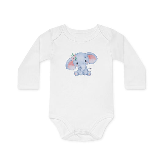 NIEDLICHER ELEFANT • Süßer Baby Body Langarm • Mädchen & Jungen • BIO Baumwolle 🌿