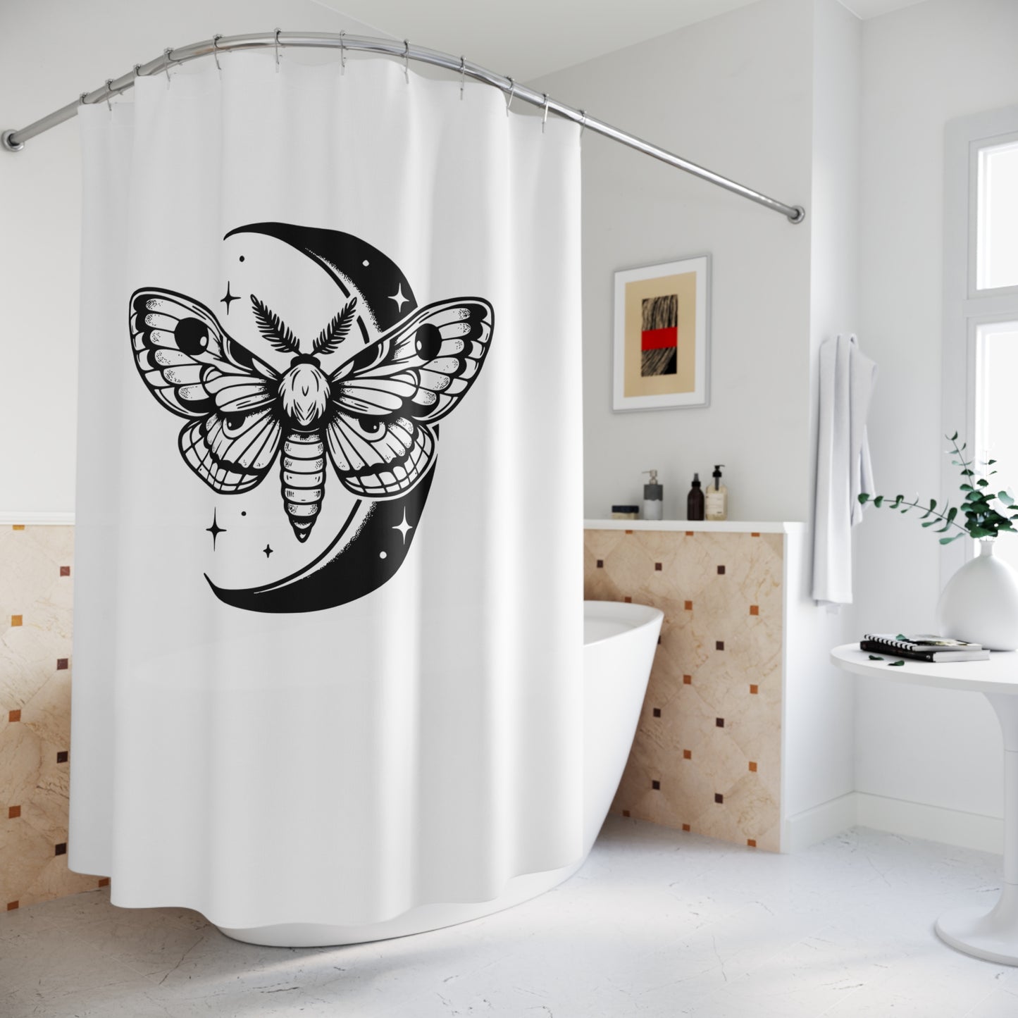 MOTTE MOND STERNE TRANSFORMATION •  Duschvorhang 180x200 cm Weiss