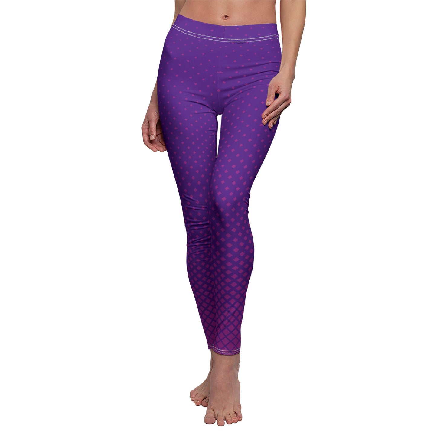 LILA VIOLETTE LEGGINGS MIT ROSA PINKEN PUNKTEN RAUTEN MUSTER • Beste Leggings für Sport & Alltag