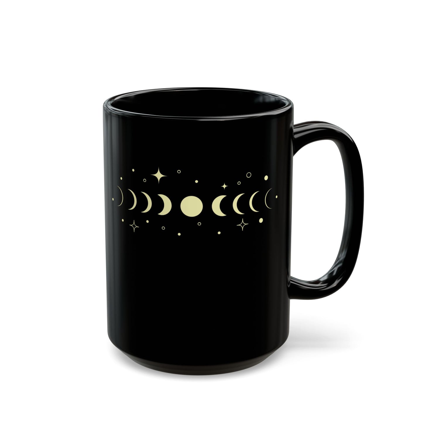 MONDPHASEN STERNENHIMMEL • Spirituelles Motiv • 440ml XXL Kaffeebecher Schwarz - YOGA SANTA