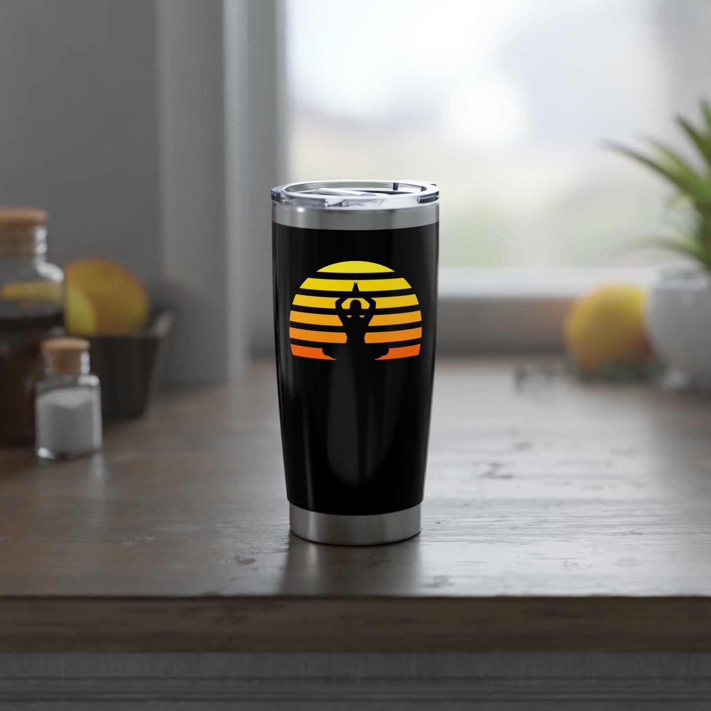 YOGA MOTIV RETRO SONNENAUFGANG YOGI SONNEUNTERGANG • Thermo-Reisebecher XL • 590 ml • Tumbler Vagabond