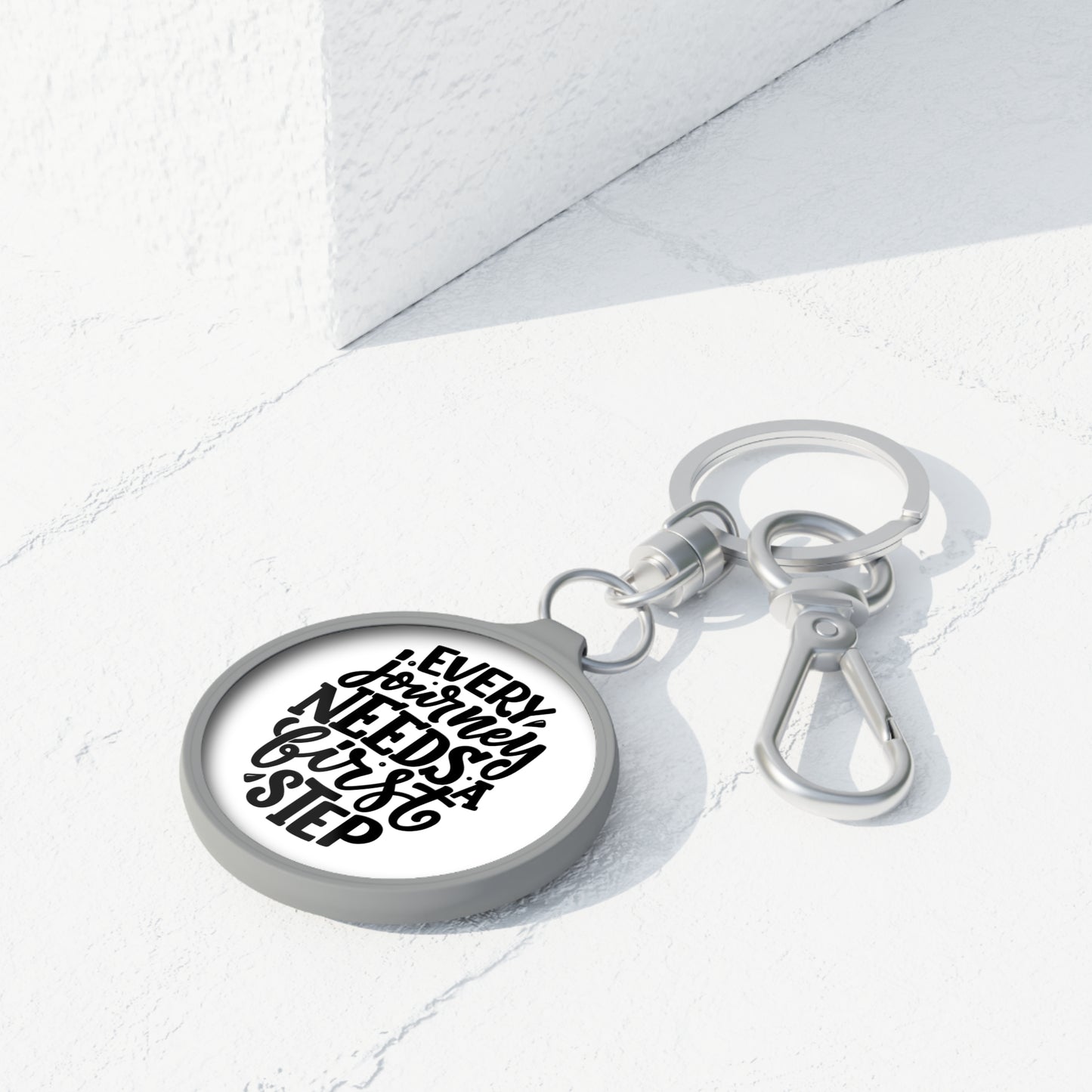 EVERY JOURNEY NEEDS A FIRST STEP - Motivationsspruch • Edler Luxus Schlüsselanhänger mit Karabiner für Frauen & Männer