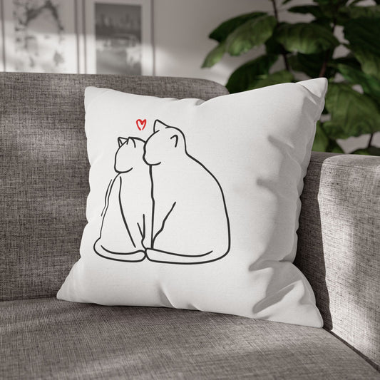 KATZEN LIEBE KÄTZCHEN LOVE • Deko Kissenbezug mit Reißverschluss Quadratisch Weiß