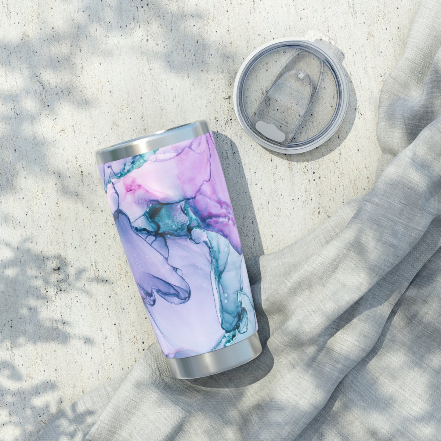LILA VIOLET AQUARELL KUNSTDRUCK EPOXY ART • Thermo-Reisebecher XL • 590 ml • Tumbler Vagabond