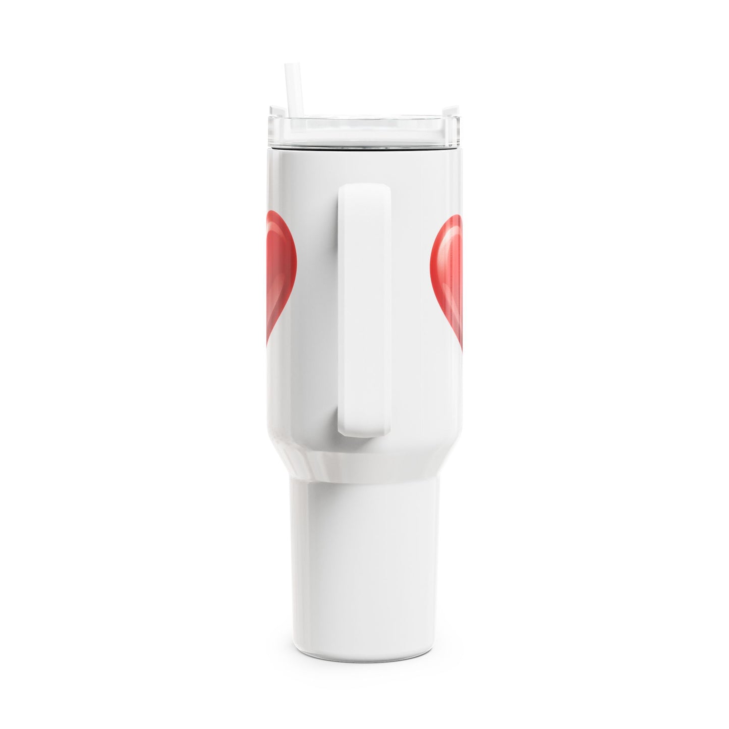 HERZ ROT HERZCHEN KNALLROT • Tumbler mit Henkel & Strohhalm • XXL Reisebecher 1,2L