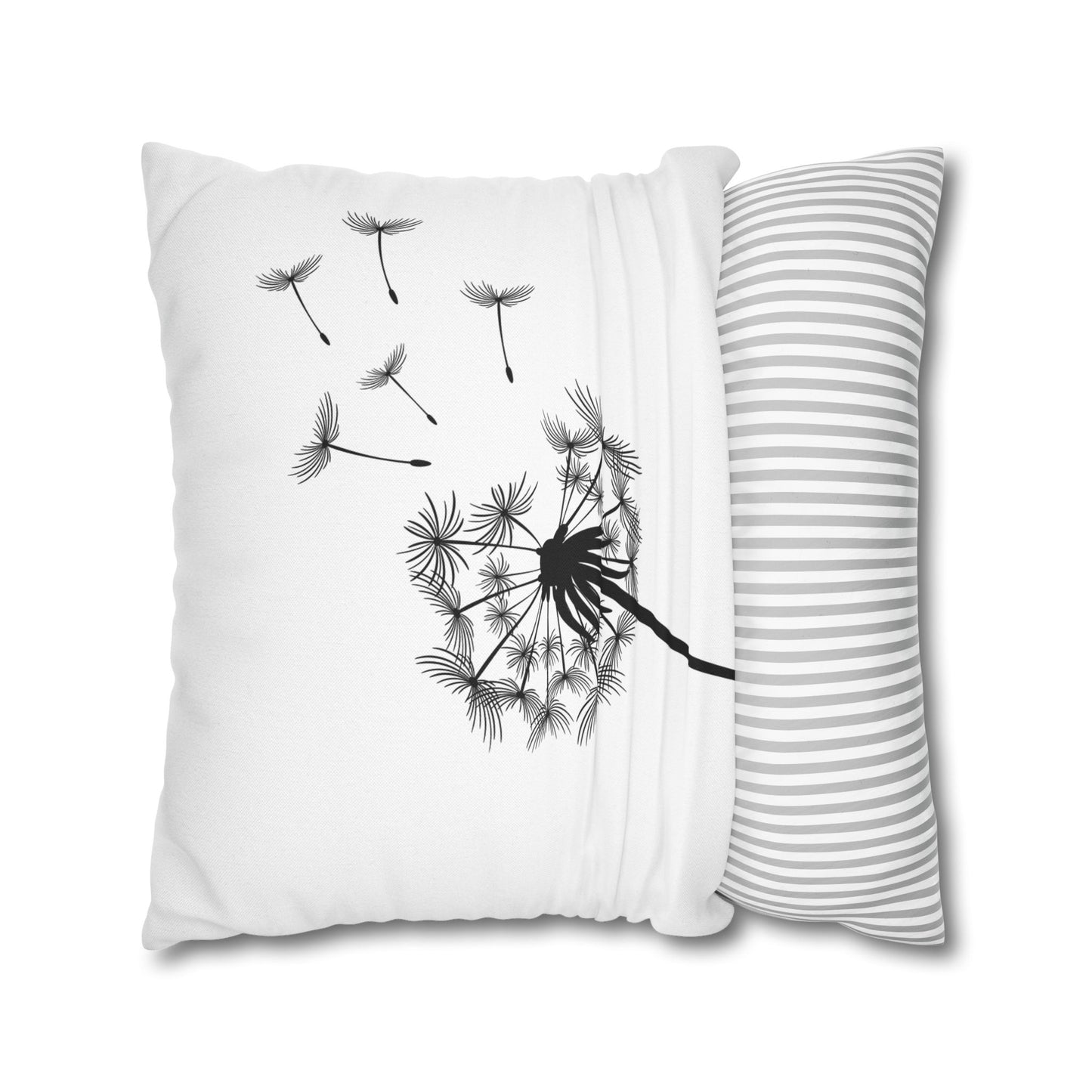 PUSTEBLUME BLUMENMOTIV • Deko Kissenbezug mit Reißverschluss Quadratisch Weiß
