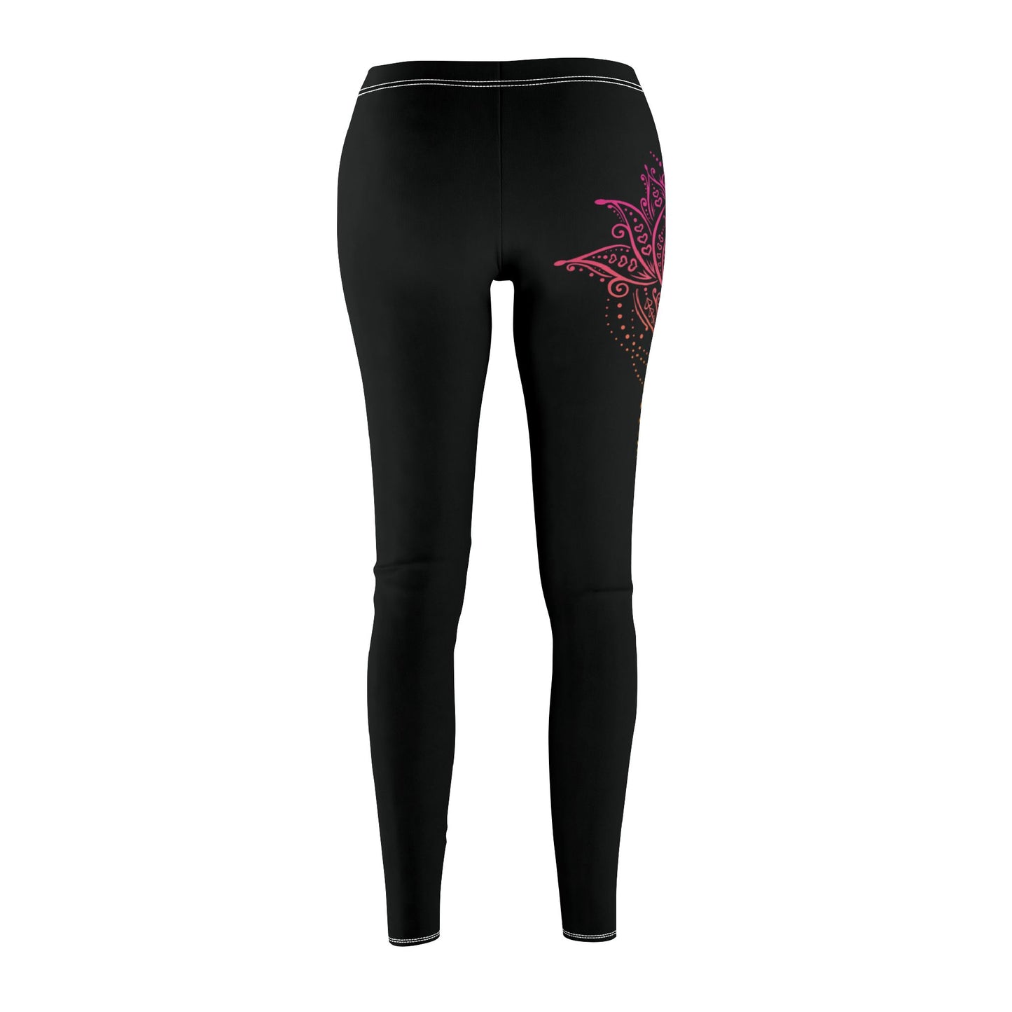 LOTUSBLUME MIT MONDPHASEN PINK ROSA • Damen-Leggings Schwarz mit Print Aufdruck • Beste Leggings für Sport & Alltag