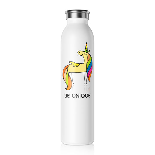 BE UNIQUE • EINHORN MOTIV NIEDLICH SÜßER COMIC • Edelstahl Thermosflasche SLIM • 600 ml