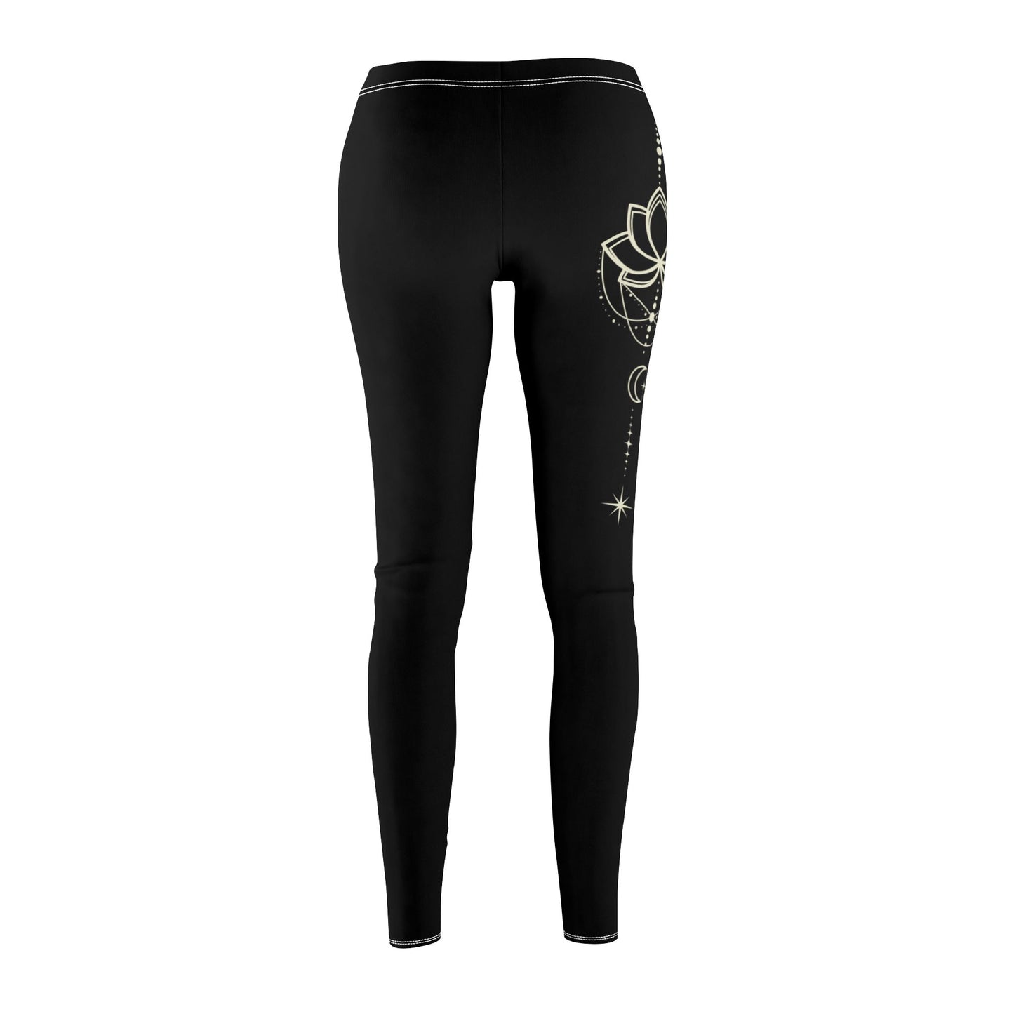 LOTUSBLUME LOTUSBLÜTE MOND STERNENHIMMEL • Schicke Damen Leggins Schwarz • Beste Leggings für Sport & Freizeit