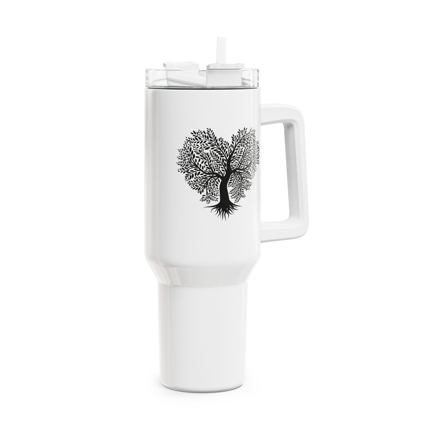 BAUM HERZ MOTIV • Liebesbeweis Geschenk, LOVE Liebesbotschaft • Tumbler mit Henkel & Strohhalm • XXL Reisebecher 1,2L