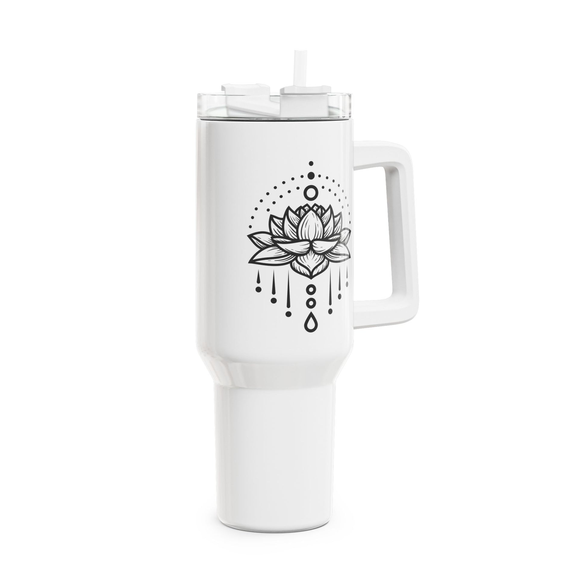 LOTUSBLUME Clipart Schön • Tumbler mit Henkel & Strohhalm • XXL Reisebecher 1,2L - YOGA SANTA