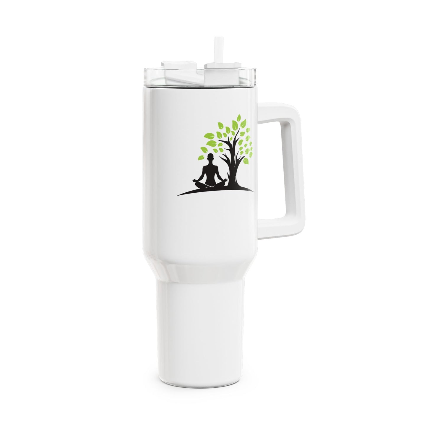 YOGI MEDITIERT UNTER BAUM  • Tumbler mit Henkel & Strohhalm • XXL Reisebecher 1,2L - YOGA SANTA