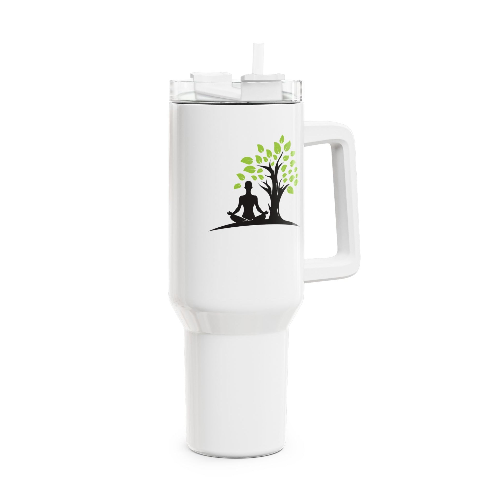 YOGI MEDITIERT UNTER BAUM  • Tumbler mit Henkel & Strohhalm • XXL Reisebecher 1,2L - YOGA SANTA
