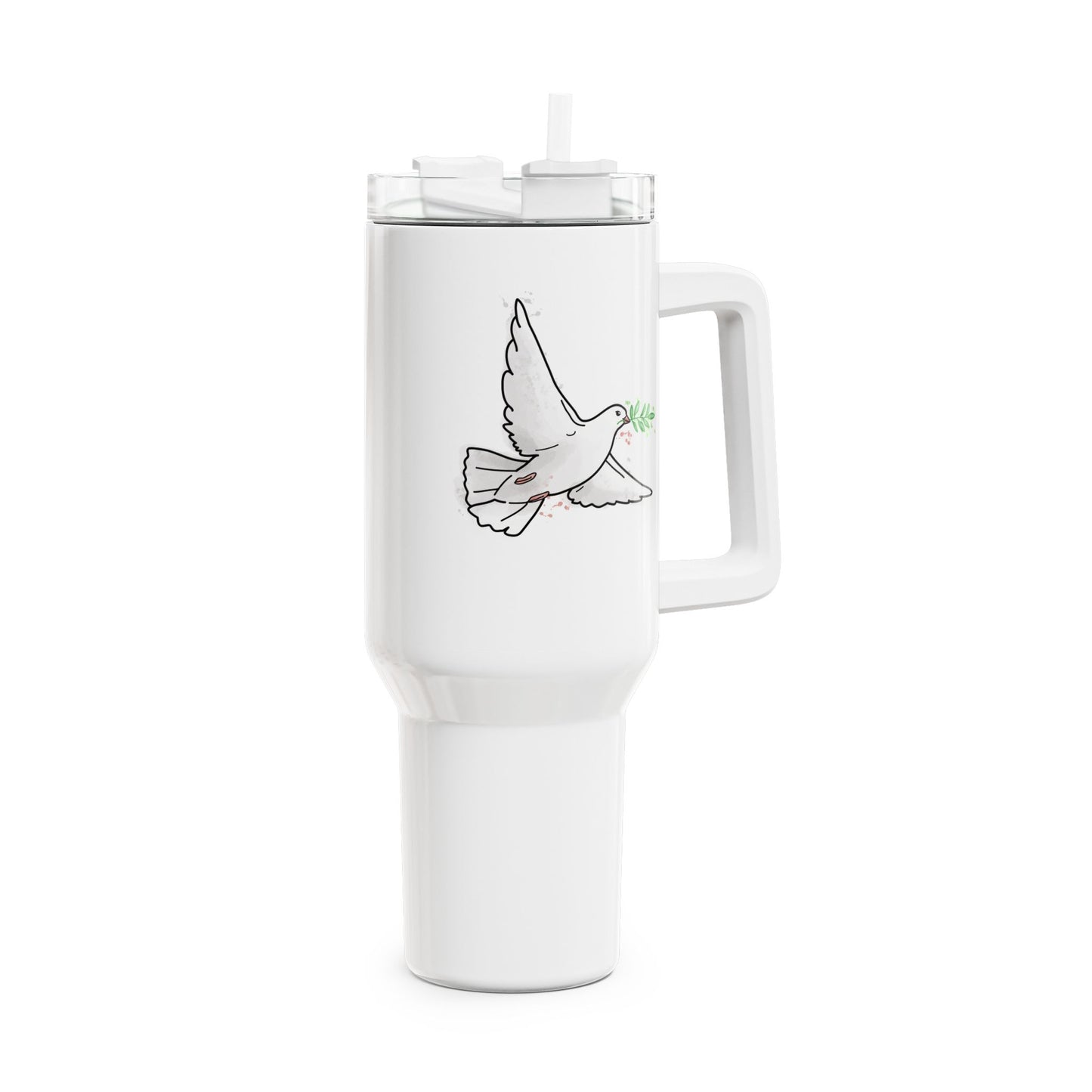 FRIEDENSTAUBE VOGEL PEACE VÖGELCHEN • Tumbler mit Henkel & Strohhalm • XXL Reisebecher 1,2L