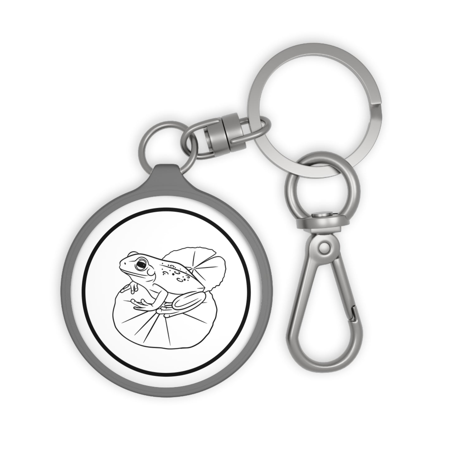 FROSCH AUF SEEROSEN BLÄTTERN • Edler Luxus Schlüsselanhänger mit Karabiner für Frauen & Männer