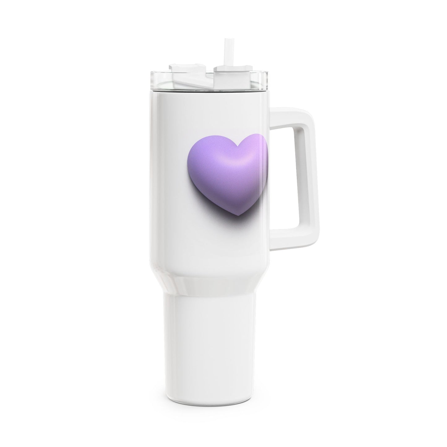 HERZ VIOLETT FLIEDER LILA • Tumbler mit Henkel & Strohhalm • XXL Reisebecher 1,2L