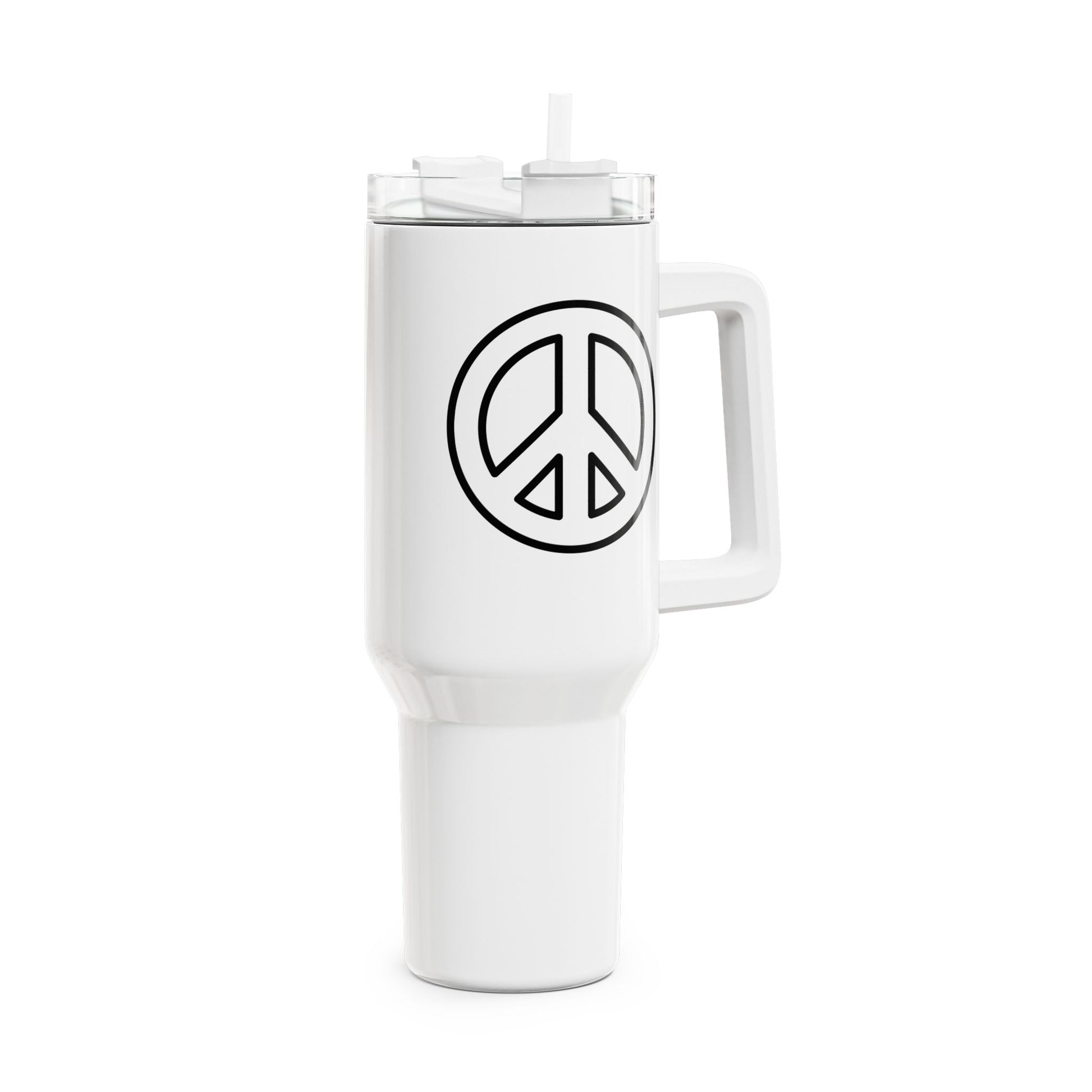 PEACE ZEICHEN FRIEDENSSYMBOL HIPPIE BOHO • Tumbler mit Henkel & Strohhalm • XXL Reisebecher 1,2L - YOGA SANTA