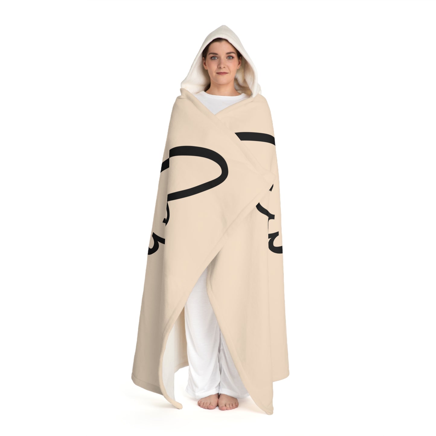 SCHUTZENGEL ENGELSFLÜGEL • Kapuzen Kuscheldecke Beige Creme • Wohndecke Sherpa 130cm x 180cm