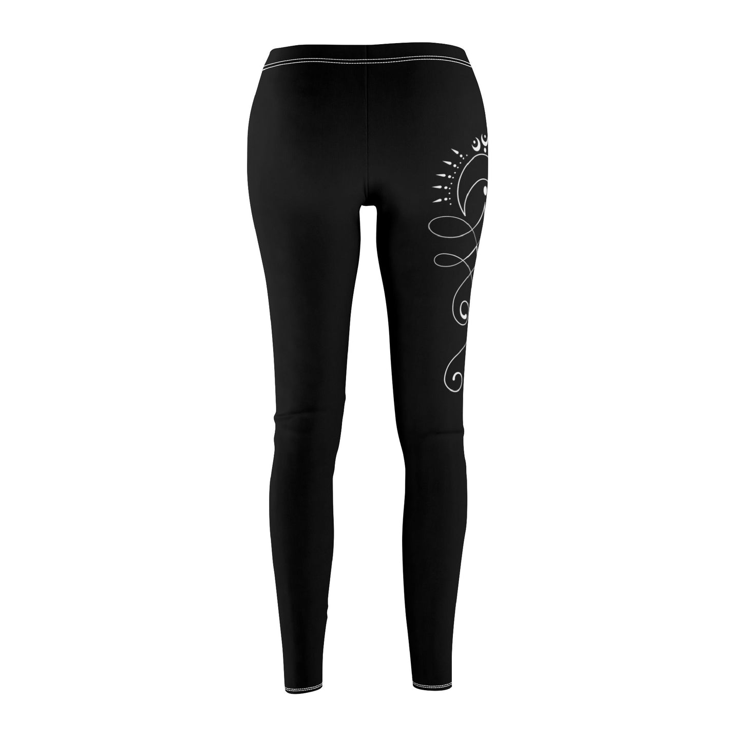 ENDLOSER KNOTEN (Shrivatsa) & MONDSICHEL ZEICHNUNG Feine Linien Minimalistisches Design • Ästhetische Damen Leggins Schwarz • Beste Leggings für Sport & Freizeit