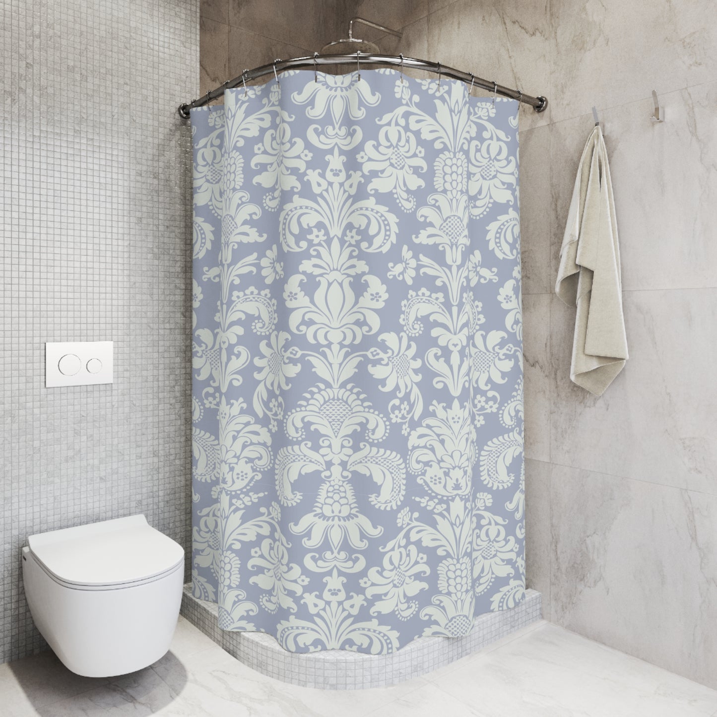 FLORALES BAROCK MUSTER - ZEITLOS LUXURIÖSES DESIGN • Duschvorhang 180x200 cm Hellblau