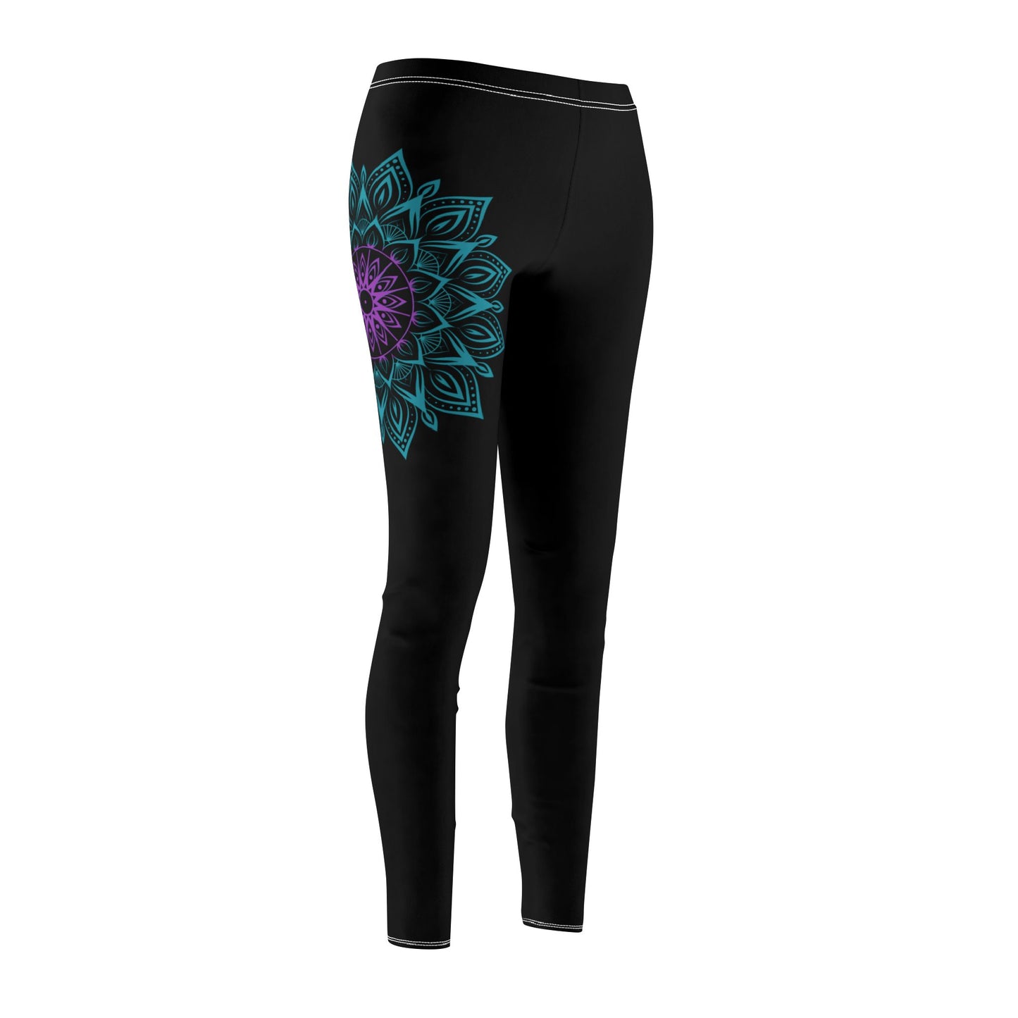 MANDALA BLUME BLÜTE LILA TÜRKIS • Damen Leggins Schwarz • Beste Leggings für Sport & Freizeit