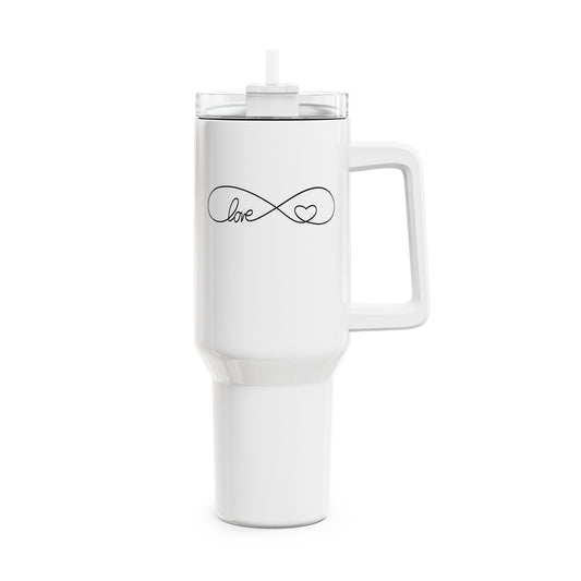 UNENDLICHKEITS ZEICHEN LIEBE HERZ • Tumbler mit Henkel & Strohhalm • XXL Reisebecher 1,2L