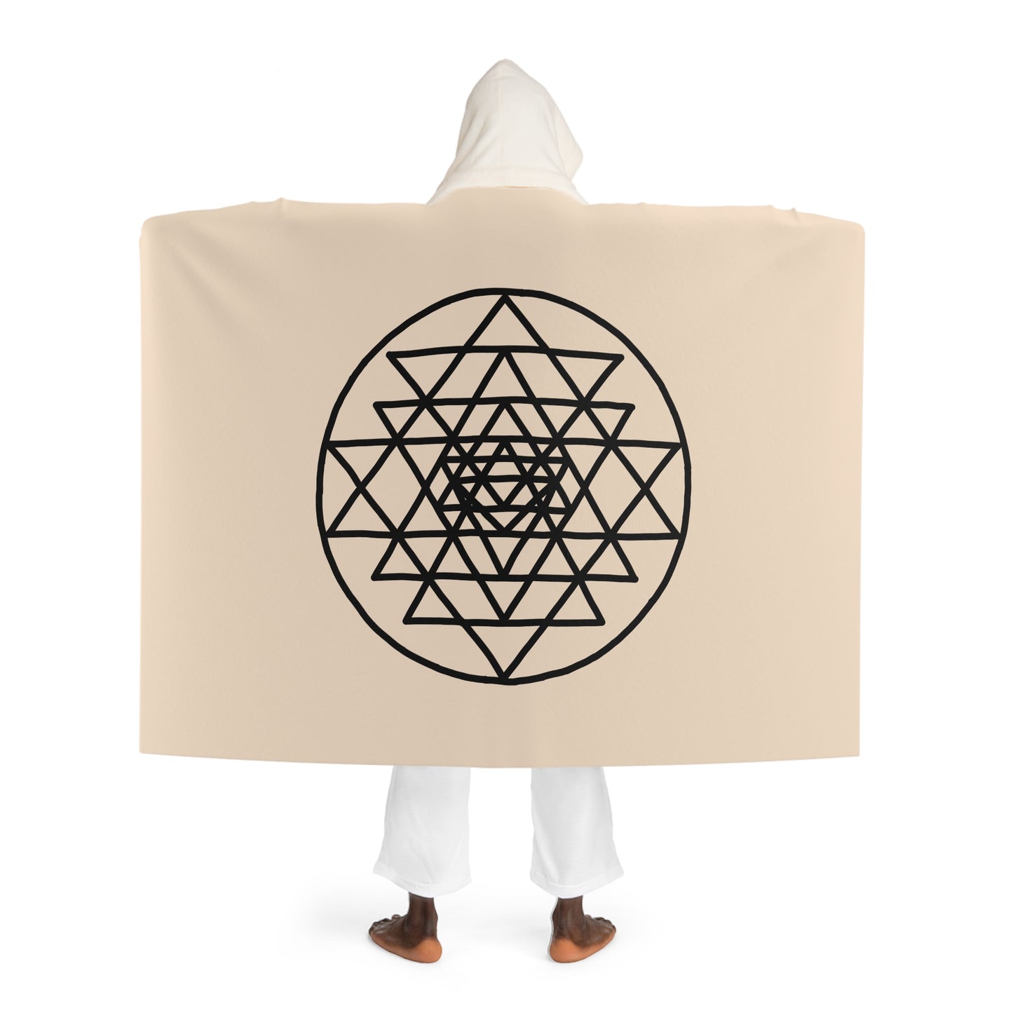 Shri Yantra (Shri = heilig) bewirkt den Sieg über das Böse • Spirituelle Kapuzen Kuscheldecke • Wohndecke Sherpa 130cm x 180cm
